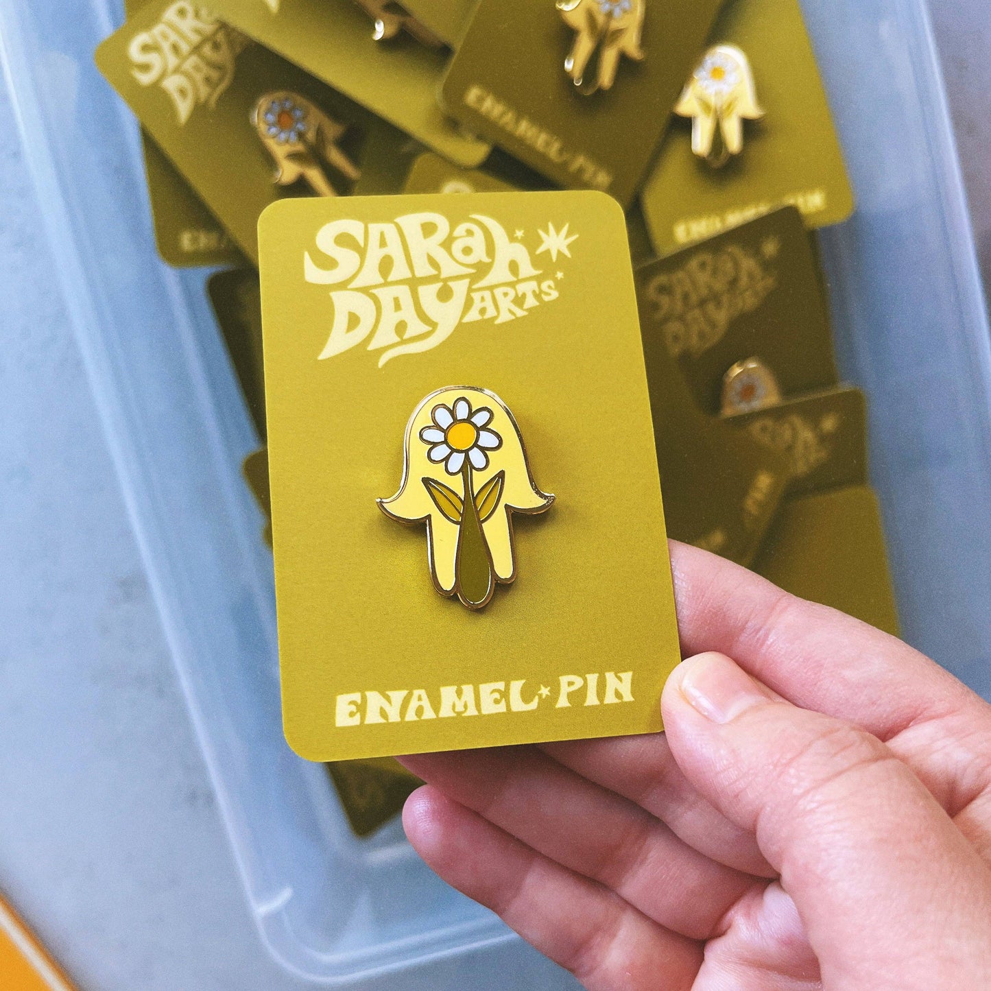 Daisy Hamsa Enamel Pin