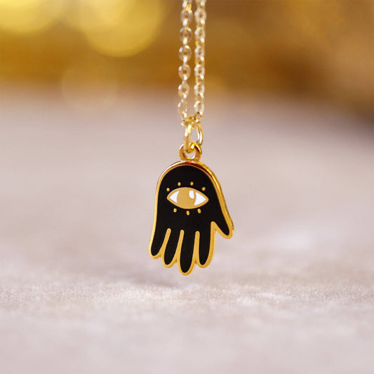 Midnight Hamsa Hand Necklace