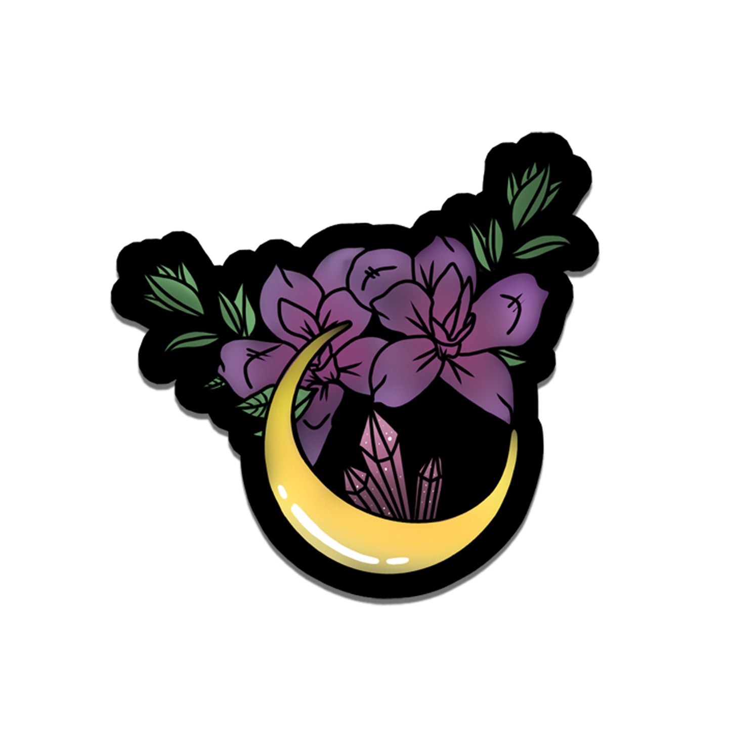 Moon and Flowers Vinyl Sticker