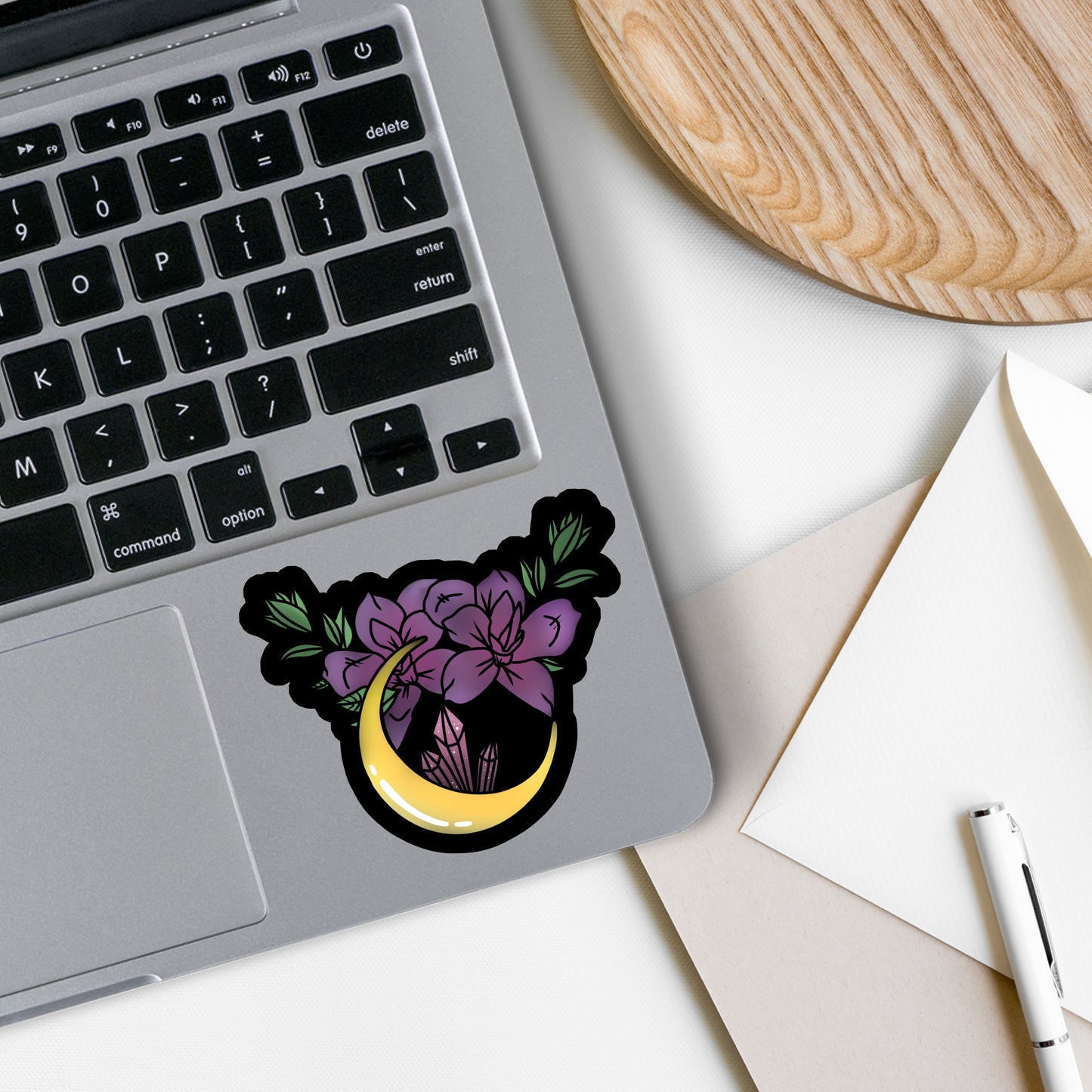 Moon and Flowers Vinyl Sticker